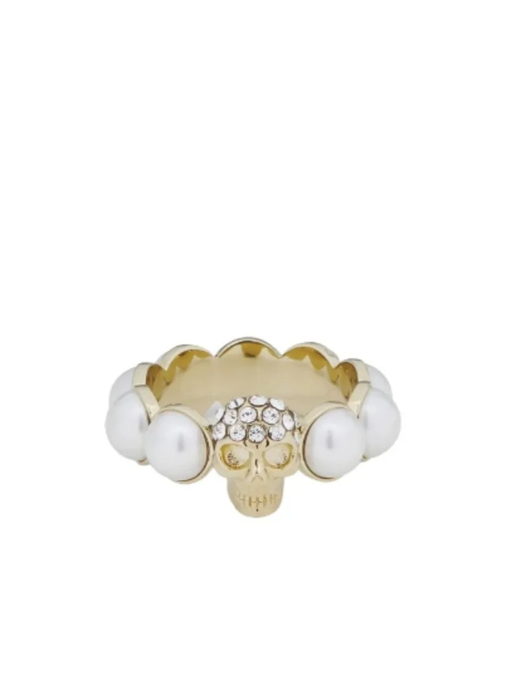 Alexander McQueen NWT Crystal Skull and Pearly Ring (ORIG. $450) (SIZE 7.25)